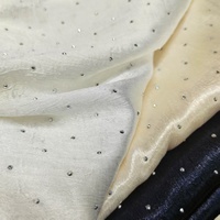 Tissu en crêpe de polyester satiné tissé, imprimé diamant pressé à chaud, imitation acétate, pour robe de mariée de Dubaï