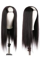 Perruque en U, cheveux humains lisses et soyeux, installation facile, sans colle, pour femmes noires