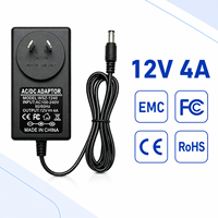 Adaptateur secteur AC/DC 12V 4A 48W homologué FCC, personnalisation professionnelle, chargeur mural pour moniteur, imprimante
