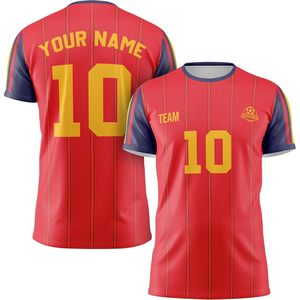 Custom <b>Soccer</b> Jersey Personalized With Name Number Team Logo Unisex Adult Size Round Neck Heat Transfer Printing 140g Fabric - Product Image 1