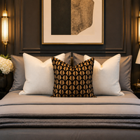 Coussin décoratif de luxe pour canapé - Housse de coussin tissée or métallisé avec motif floqué noir, taille personnalisée pour la maison et l'hôtel