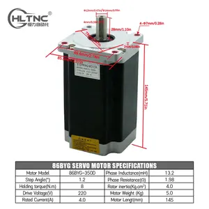 HLTNC Nema34 86BYG 8Nm 86BYG350D/B/C/E 1,2 3-фазный гибридный 86BYG-350D шаговый двигатель Nema 34 для согласования с DM3522