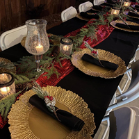 Assiettes de présentation dorées en plastique réutilisables pour dîner, mariage et fêtes