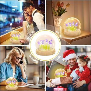 Regalo para el Día de la Madre, Lámpara Romántica de Tulipanes, Luz Nocturna <span class=keywords><strong>LED</strong></span> de Tulipanes Morados/Rosados, Tulipán de Vidrio DIY con Luz <span class=keywords><strong>LED</strong></span>, Lámpara de Flores Artificiales - Product Image 5