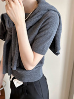 Ensemble deux pièces en cachemire tricoté pour femme, col rond gris personnalisé, couleur unie, style décontracté pour l'automne