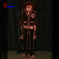 Costume de danse lumineux LED à fibres optiques Western Cowboy Clown pour spectacle laser, bar, rave, fête, carnaval, performance