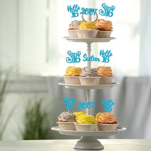 1 Chiếc Phích Cắm Tiệc Bánh Sinh Nhật Vui Vẻ Thứ 16 Màu Xanh Dương Lấp Lánh Đồ Trang Trí Làm Bánh Cho Bé Trai Bé Gái - Product Image 4
