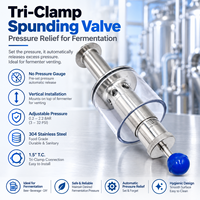 Vanne de purge Tri-Clamp avec manomètre intégré, vanne de purge graduée, cylindre liquide en polycarbonate 2,2 BAR 0-32 PSI 1,5 pouces