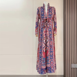 Abaya Tradizionale Musulmana di Dubai per Donne, Elegante Cardigan Plissettato, <span class=keywords><strong>Vestito</strong></span> <span class=keywords><strong>Etnico</strong></span>, Vendita all'Ingrosso, Taglie Grandi, in Poliestere - Product Image 3