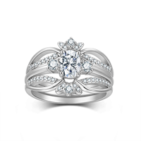 Anelli in Argento Sterling 925 a Forma di Uovo di Colomba con Quattro Griffe e Moissanite, Anelli di Tendenza per Donne, Anello di Fidanzamento alla Moda