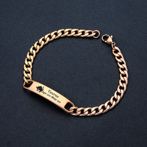 Pulsera <span class=keywords><strong>de</strong></span> Barra Grabable Personalizada <span class=keywords><strong>de</strong></span> Moda, Chapada en Oro <span class=keywords><strong>de</strong></span> 18K, Cadena <span class=keywords><strong>de</strong></span> Eslabones <span class=keywords><strong>de</strong></span> Acero Inoxidable, Pulsera <span class=keywords><strong>de</strong></span> los 12 Signos del Zodíaco para Hombre, Regalo <span class=keywords><strong>de</strong></span> Joyería - Product Image 2