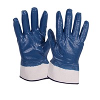 GD4004 Gants de travail résistants avec revêtement en nitrile bleu Gants de sécurité antidérapants résistants à l'huile en nitrile trempé Gants de sécurité de qualité supérieure