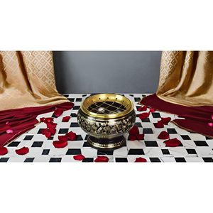Quemador de incienso de pantalla de carbón de latón hecho a mano pequeño, incensario de Bakhoor decorado para uso doméstico de otoño, paquete de quemador de incienso Oud - Product Image 3