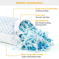 Oreiller ferme en mousse à mémoire de forme déchiquetée, réglable en hauteur, rafraîchissant et respirant pour dormir, taille Queen, lot de 2