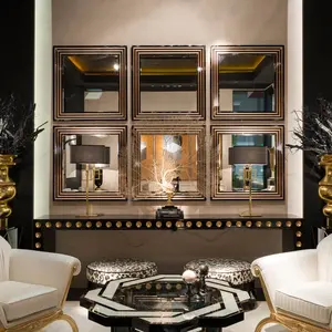 Benutzerdefinierte Italienischen stil haushalt moderne kunst dekoration artikel schwarz gerahmte wand montiert quadratischen spiegel