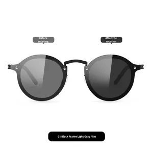GD 5202 Gafas de Sol Polarizadas con <span class=keywords><strong>Lentes</strong></span> de Tinte ND Retro de Moda, Alta Transparencia, UV400, Ajustables, con Cambio de Color, de Acero Inoxidable - Product Image 1