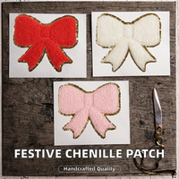 Patchs en chenille brodés faits à la main en gros, thermocollants, de haute qualité, rouge, arbre de Noël, chaussettes, vêtements pour femmes et hommes