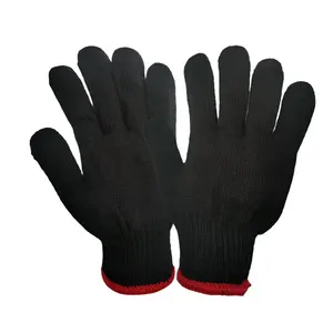 GM2006 sarung tangan kerja pelindung rajut katun hitam murah 10 gauge sarung tangan kerja antiselip antipanas tahan lama