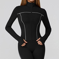 Veste à revers pour activités de plein air, course à pied, fitness, yoga, avec poches zippées, ensemble de yoga haute élasticité avec couleur contrastante latérale invisible