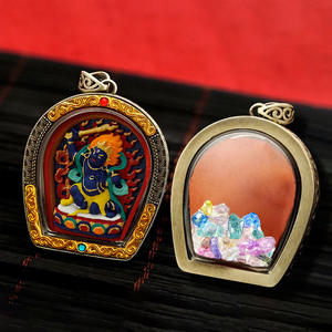 Nouveau patrimoine culturel immatériel Thangka Tsha Tsha Box, sculpture en cuivre blanc de style ethnique en relief, faite à la main, décoration de maison haut de gamme - Product Image 2