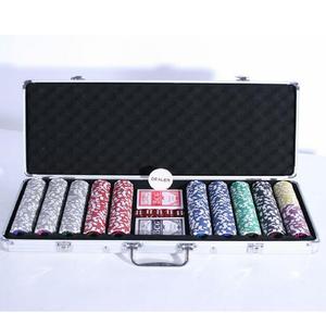 500pcs Sticker <strong>Poker</strong> <strong>Chip</strong> <strong>Set</strong> in Silver Aluminium case - Product Image 2
