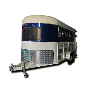 Carrito de Comida Retro de Acero Inoxidable de 4 Ruedas con Diseño de Caballo para Cafetería o Tetería, Carrito de Comida Comercial al Aire Libre de 13 pies para Bebidas Gourmet - Product Image 1