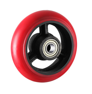 YTOP <span class=keywords><strong>6</strong></span> "roue en polyuréthane matériel en gros Double roulement à billes PP jante PU roues pivotantes industrielles robustes - Product Image 5