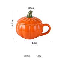 Tasse en céramique personnalisée 250ml avec citrouille de Noël et design bohème avec cuillère et couvercle pour cadeaux d'affaires