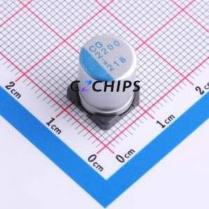 ตัวเก็บประจุแบบแข็ง PCG0J222MCL1GS SMD, ขนาด D10xL12.7 มม. ( ความจุ: 2200uF ) ( ความแม่นยำ: 20% แรงดันไฟฟ้าที่กำหนด: 6.3V ) - Product Image 1