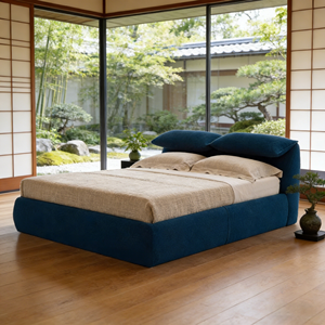 <span class=keywords><strong>Lit</strong></span> double minimaliste en bois rembourré et confortable - Product Image 6