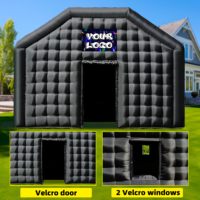 Tente de boîte de nuit gonflable Black Party | Discothèque Disco Cube Gazebo avec logo personnalisé pour les événements et les entreprises
