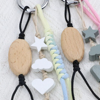 Porte-clés pendentif artisanal en perles de bois personnalisables, éco-responsables, en forme d'étoile, nuage ou cœur, style mignon, avec logo personnalisé – Meilleures ventes