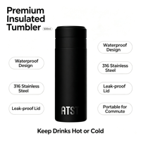 Gobelet isotherme en acier inoxydable 316 de 500 ml avec affichage de la température intelligent, thermos portable anti-fuite pour le bureau et la voiture