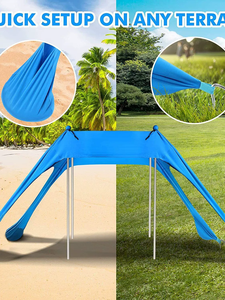 خيمة خارجية للبيع بالجملة من المصنع، من قماش سباندكس مقاوم للأشعة فوق البنفسجية ومقاوم للماء، مظلة شمسية صيفية، خيام شاطئ مع أكياس رمل وأوتاد تثبيت - Product Image 4