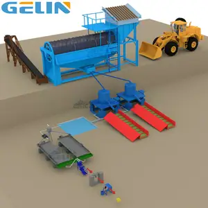 Gold pan mining equipment rotary scrubber washing trommel for alluvial river sand gold diamond separating with diesel generator