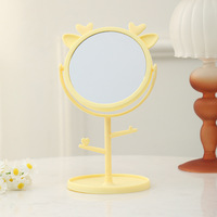 Petit miroir de maquillage de bureau avec oreilles d'ours et d'autruche, miroir de maquillage mignon de dessin animé pour filles, vente en gros