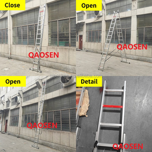 Échelle pliante légère en aluminium de 1 mm à 2 sections, marches supérieures rouges, échelle d'extension 2x6-2x16, capacité de 150 kg, pour la construction - Product Image 3