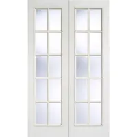 Puertas de madera de vidrio biselado laminado, color blanco, estilo francés europeo