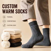 Chaussettes d'hiver thermiques personnalisées, chaussettes en tricot doux et moelleux, chaussettes à logo personnalisé OEM ODM pour hommes et femmes, pour les jours froids, usage quotidien