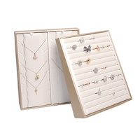 Présentoir de bijoux vertical en PU haut de gamme cadre en or anneaux boucles d'oreilles colliers pendentifs plateaux de support pour compteur de bijoux