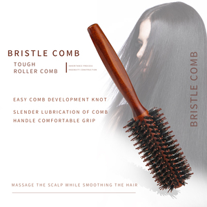 <span class=keywords><strong>Brosse</strong></span> à cheveux en poils de sanglier avec picots en nylon, manche en bois, pour démêler, lisser, boucler, volumiser et sécher les cheveux à la maison - Product Image 5