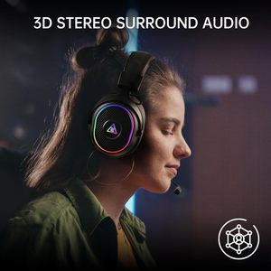 Casque de jeu sans fil EkSA 2,4 GHz, circum-auriculaire, avec éclairage RGB et microphone pour PS5, PC, PS4, Switch, mobile, Mac - Product Image 4