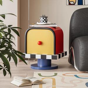 Table d'appoint créative en plastique couleur Dopamine crémeuse, style boîte aux lettres, avec rangement, pour chambre et salon - Product Image 5