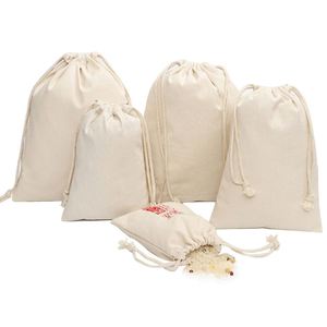 Sacs à cordon en toile de coton épais avec impression de logo personnalisée en usine - Product Image 1