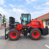 Pengiriman Gratis Forklift Diesel Tugas Berat 3 TON 3.5TON 4TON 5TON 4x4 Tiang 3 Tingkat Semua Medan