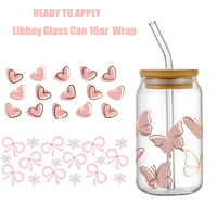 Transferts UV DTF pour gobelets et emballages, motifs Papillons Tournesol Libbey Can Glass Wrap 16oz, format personnalisé, pour logos, vente en gros