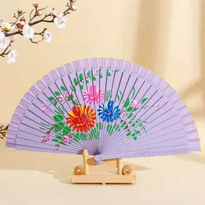 Wood Spanish Fan For Dancing Printing Hand Folding Fan Home Decoration Ornaments Craft Gifts Folding Fan