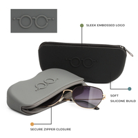 Étui à lunettes portable en silicone écologique avec fermeture éclair, couleur et logo personnalisables, pochette pour lunettes