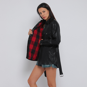 Di modo cool button <span class=keywords><strong>camicia</strong></span> più il formato di cuoio del faux DELL'UNITÀ di elaborazione in <span class=keywords><strong>pelle</strong></span> di grandi dimensioni donne <span class=keywords><strong>giacca</strong></span> antipioggia - Product Image 4