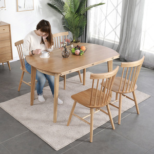 North European Solid <b>Wood</b> <b>Extendable</b> Oval <b>Dining</b> <b>Table</b> Cherry <b>Wood</b> Color For <b>Dining</b> Room - Product Image 4